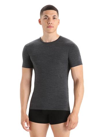 Jet Heather Icebreaker Merino Anatomica Short Sleeve Crewe T-Shirt Men's Underwear | AU 1302FDNM